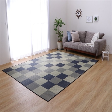 国産い草ラグ ブロック 261×261cm グレー