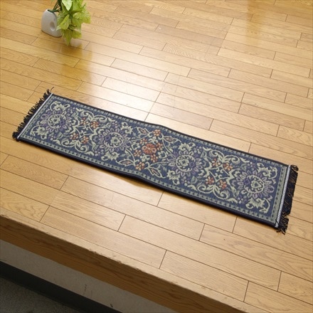 国産い草 袋織り玄関マット 上がり框 ビビアン 35×120cm ブルー