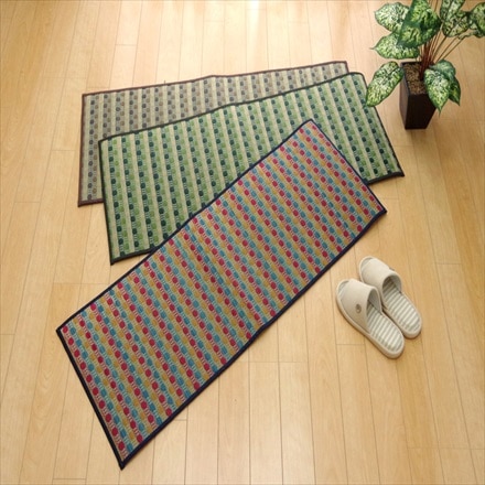 5サイズ展開 汚れにくいい草のキッチンマット ドロップ 43×240cm ブラウン