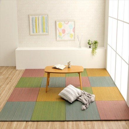 コンパクトな置き畳 プチカラー 60×60cm 同色4枚組 ピンク