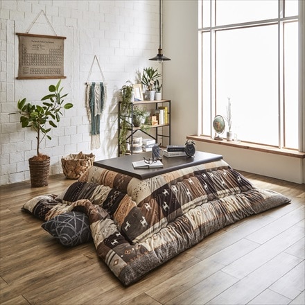 ギェベ柄 こたつ厚掛け布団 シンシア 205×245cm ブラウン