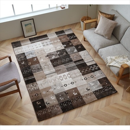 トルコ製 ウィルトン織り ギャベデザインカーペット フォリア 160×230cm ベージュ