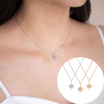 金属アレルギー対応 太陽モチーフネックレス シルバー