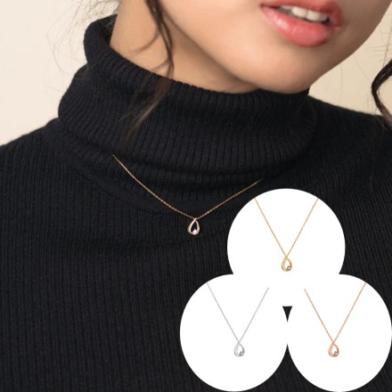 金属アレルギー対応 ドロップストーンネックレス ゴールド