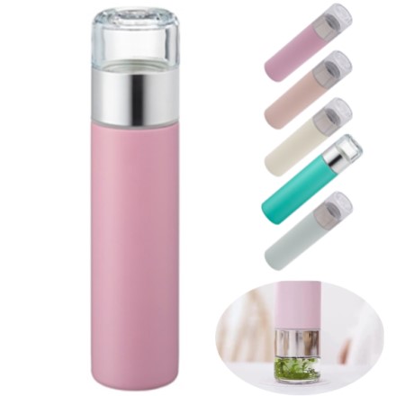 茶こし付き 保温保冷 ステンレスタンブラ PAO THERMO MUG SLIM ローズベージュ