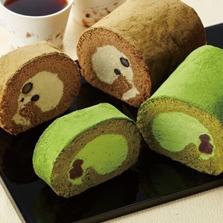 つぶら乃 京都 宇治抹茶とほうじ茶のロールケーキセット