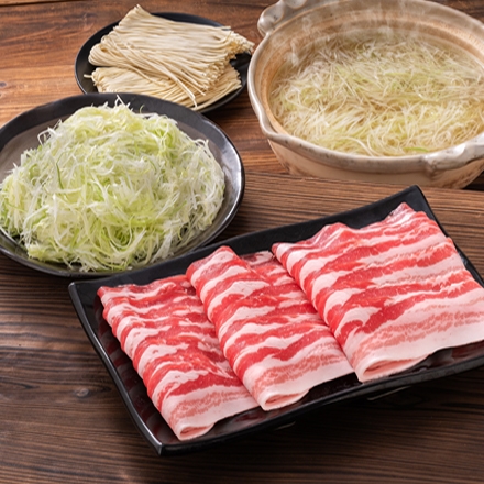 鹿児島黒豚 ネギしゃぶセット 2～4人前 (バラ肉500g ネギ500ｇ ラーメン スープ付)