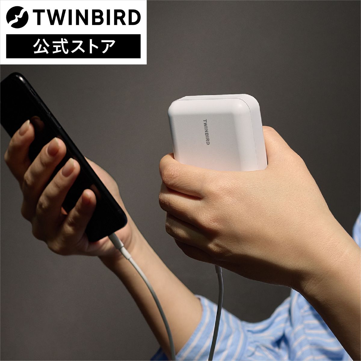 ツインバード モバイルバッテリー 6000mAh コンパクト ホワイト AV-9110W