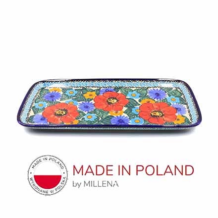 ポーリッシュポタリー スクエアディッシュ 30×15cm-A21 Millena ミレナ社