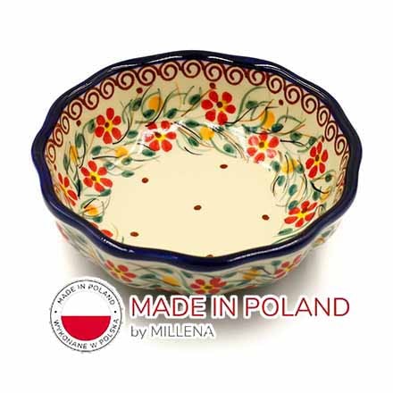 ポーリッシュポタリー ウェーブボウル D 12.5cm V 0.2L-B112 Millena ミレナ社