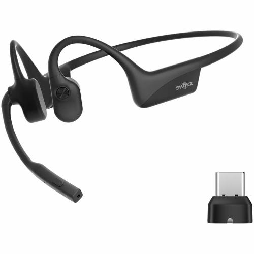 ショックス ワイヤレス 骨伝導イヤホン Bluetooth+専用ドングル(USB-C) 最大16時間 OpenComm2 2025 Upgrade SKZ-EP-000041 ブラック系