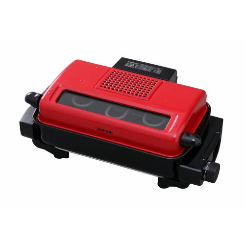 アイリスオーヤマ EMR-1102-R マルチロースター 両面焼き セラミックフィルター搭載 タイマー付 レッド