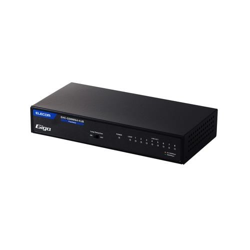 エレコム EHC-G08MN4-HJB Giga対応 8ポートスイッチングハブ(金属筐体 電源内蔵) ファンレス ブラック