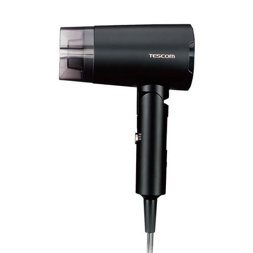 テスコム TD565A-K ドライヤー 速乾 軽量 コンパクト 海外対応 800W/1200W 折り畳み式 切替スイッチ Cタイプ海外変換プラグ付 ラク抜きプラグ ブラック