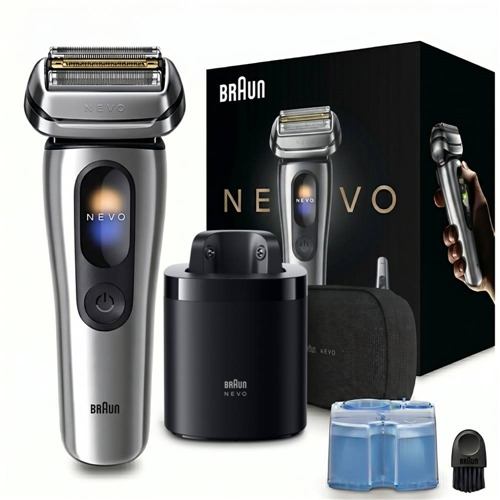 ブラウン NEVO11000C 電気シェーバー 防水設計 5+1 スマートディスプレイ 音波振動テクノロジー 7in1洗浄器付 4枚刃 シルバー