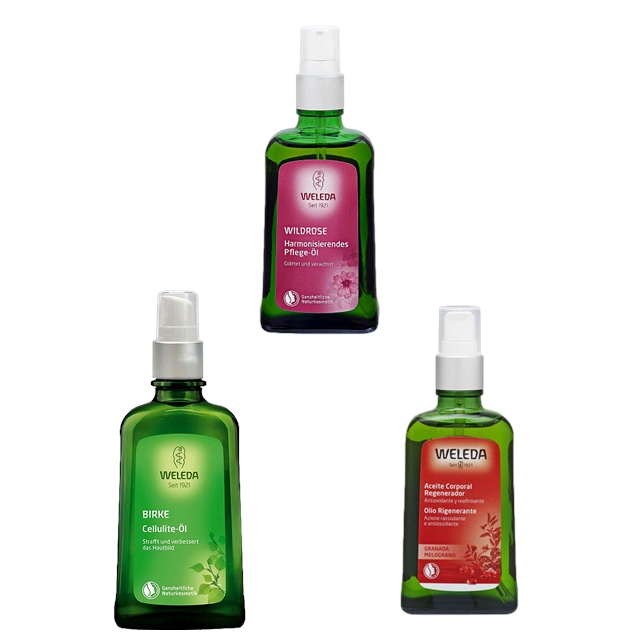 ヴェレダ ボディオイル 3種セット100mlx3ワイルドローズ+ホワイトバーチ+ざくろ(全てポンプ付)