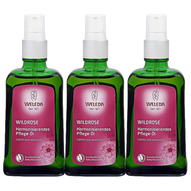 ヴェレダ ワイルドローズオイル100ml x 3海外仕様パッケージ(ポンプ付）