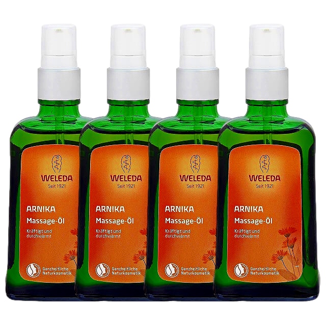 ヴェレダ アルニカ マッサージオイル100ml x 4海外仕様パッケージ(ポンプ付）
