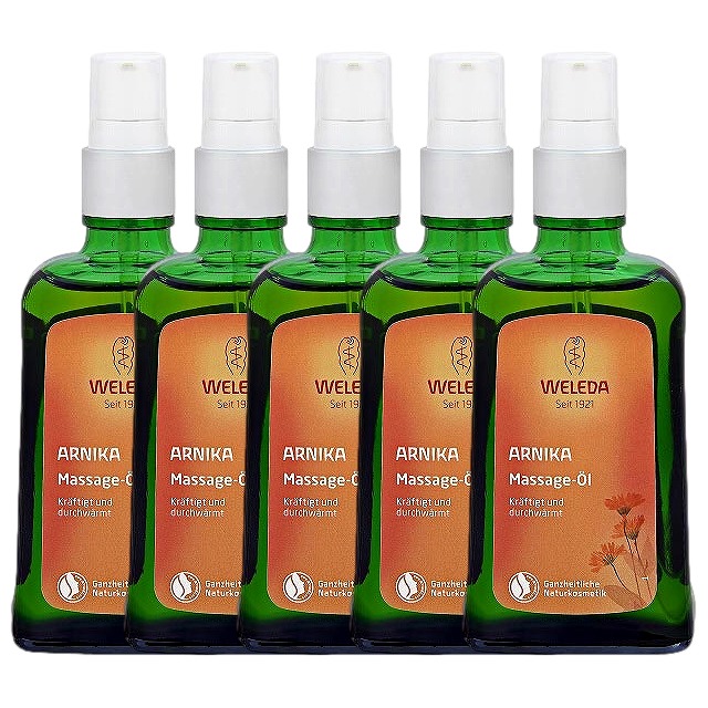 ヴェレダ アルニカ マッサージオイル100ml x 5海外仕様パッケージ(ポンプ付）