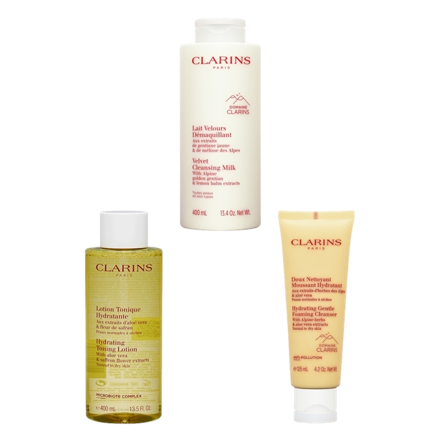 クラランス ノーマルドライ肌向けスキンケアセット / クレンジング ミルク 400ml とクレンザーSP 125ml と トーニング ローション SP 400ml