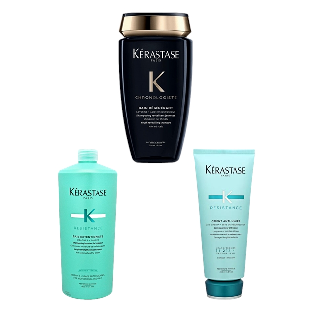 ケラスターゼ レジスタンス RE ソワン ド フォルス 200ml とレジスタンス RE バン エクステンショニスト 1000ml(サロンサイズ） とCH バン クロノロジスト R 250ml のセット