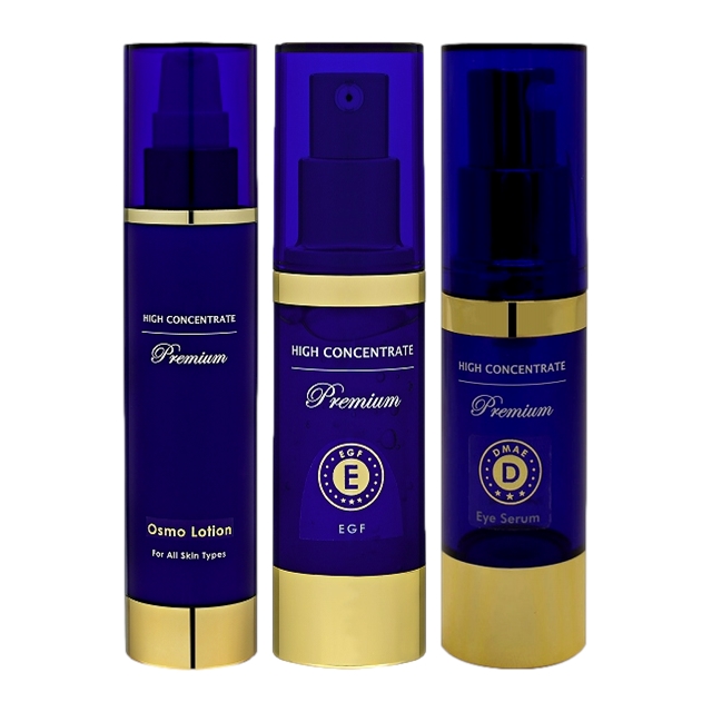 ハイコンセントレート プレミアム オスモローション 150ml とプレミアム EGF 30ml とプレミアム DMAE アイセラム 15ml のセット