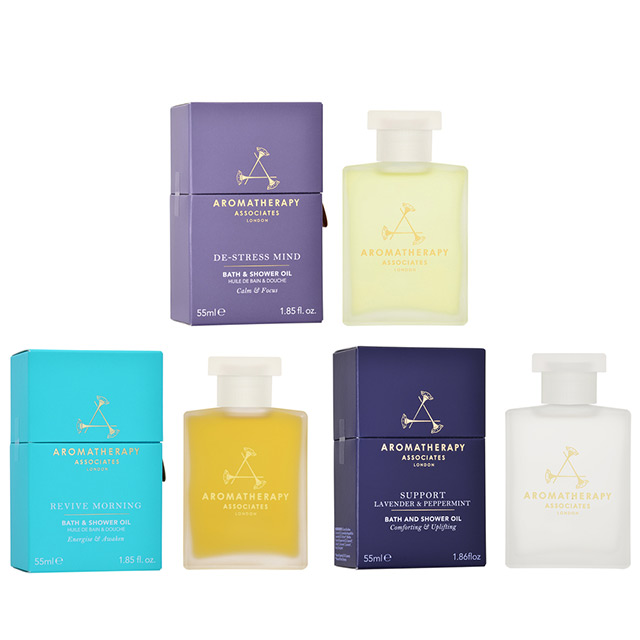 アロマセラピーアソシエイツ バスアンドシャワーオイル3種セット ディ・ストレス マインド + サポート カーミング +リバイブ モーニング 各55ml