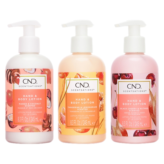クリエイティブネイルデザイン（CND) センセーション ハンド＆ボディローション 3種セット245mlx3マンゴーC+タンジェリンLG+BCナツメグ