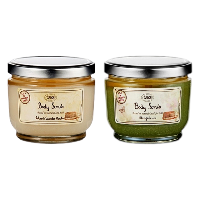 サボン ボディスクラブ 2種セット600gx2パチュリ ラベンダー バニラ+マンゴーキウイ