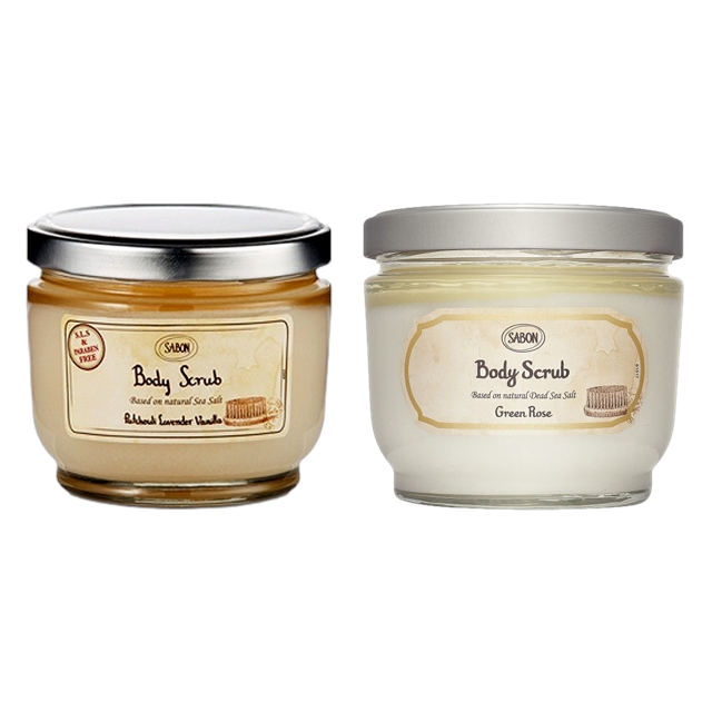 サボン ボディスクラブ 2種セット600gx2パチュリ ラベンダー バニラ+グリーンローズ