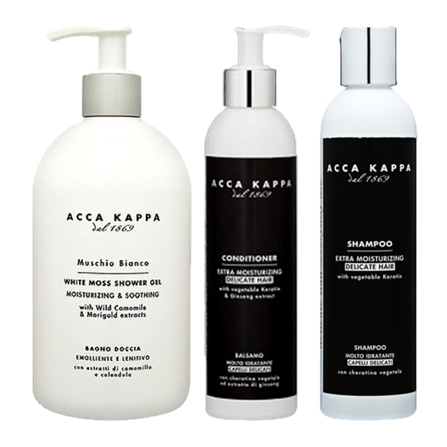 アッカカッパ ホワイトモス 3点セット/ シャンプー 250ml ＋ コンディショナー 250ml ＋ バスフォーム＆シャワージェル 500ml