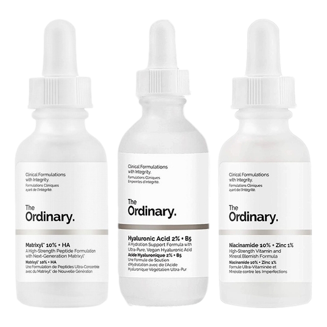 ジ・オーディナリー マトリキシル10%+ヒアルロン酸 30ml とヒアルロン酸2%+ビタミンB5 60ml とナイアシンアミド 10% + 亜鉛 1% 30ml のセット