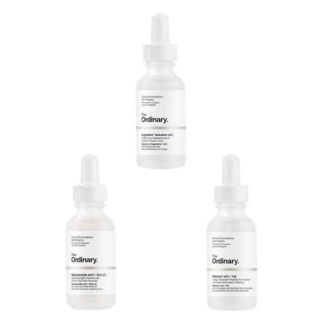 ジ・オーディナリー アルジェルリンソリューション10％ 30ml とマトリキシル10%+ヒアルロン酸 30ml とナイアシンアミド 10% + 亜鉛 1% 60ml のセット