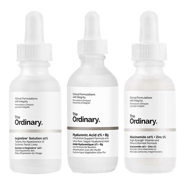 ジ・オーディナリー アルジェルリンソリューション10％ 30ml とヒアルロン酸2%+ビタミンB5 60ml とナイアシンアミド 10% + 亜鉛 1% 60ml のセット