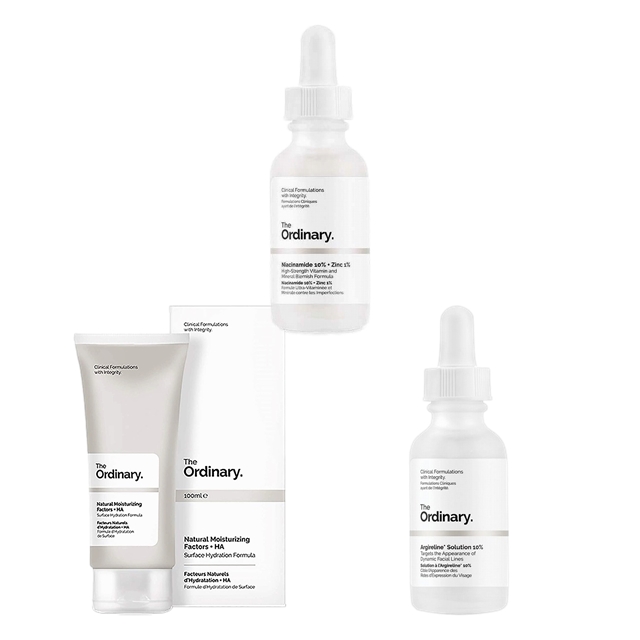 ジ・オーディナリー アルジェルリンソリューション10％ 30ml とナチュラル モイスチャライジング ファクター + ヒアルロン酸 100ml とナイアシンアミド 10% + 亜鉛 1% 60ml のセット