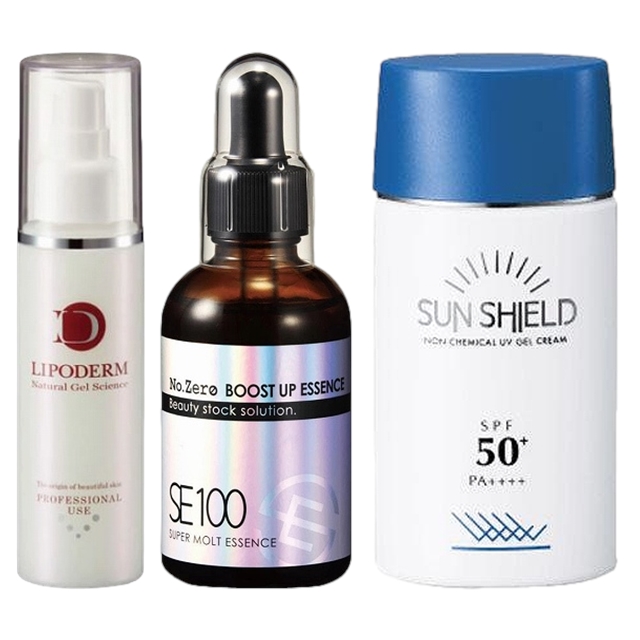 ラシンシア スーパーエッセンス２種/ セラミド〈CE〉 100ml+ No.ZERO 60ml + サンシールドゲル SPF50のセット