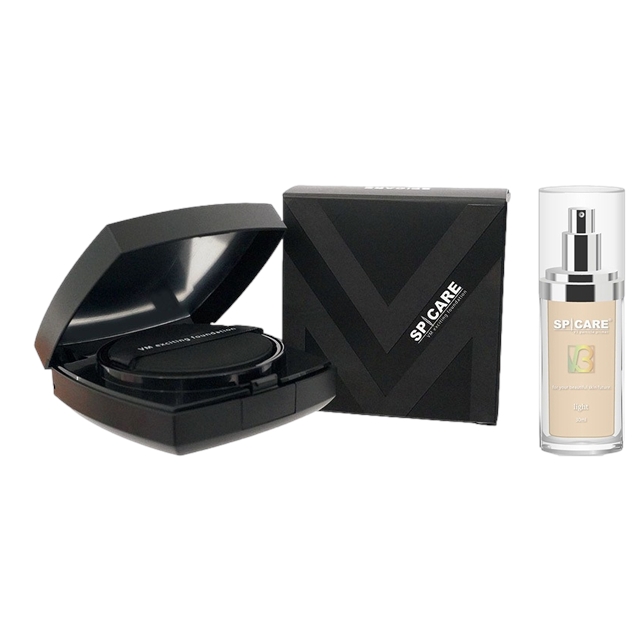 スピケア V3 VM エキサイティングファンデーション＋パーティクルプライマー セット15g+30mlケース入り・パフ1枚付き+ライト