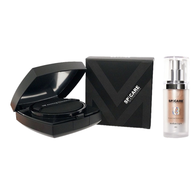 スピケア V3 VM エキサイティングファンデーション＋パーティクルプライマー セット15g+30mlケース入り・パフ1枚付き+ミディアムライト
