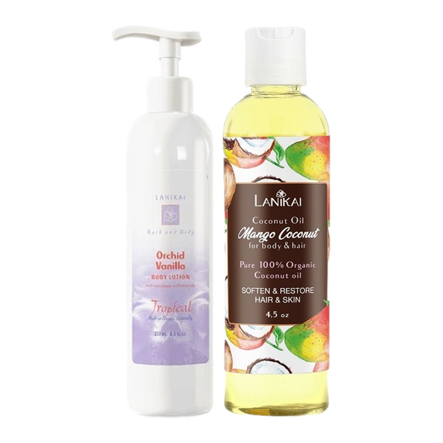 ラニカイ バス＆ボディ ボディローション＋ボディ＆ヘアオイルセット250+130mlオーキッドバニラ+マンゴーココナッツ