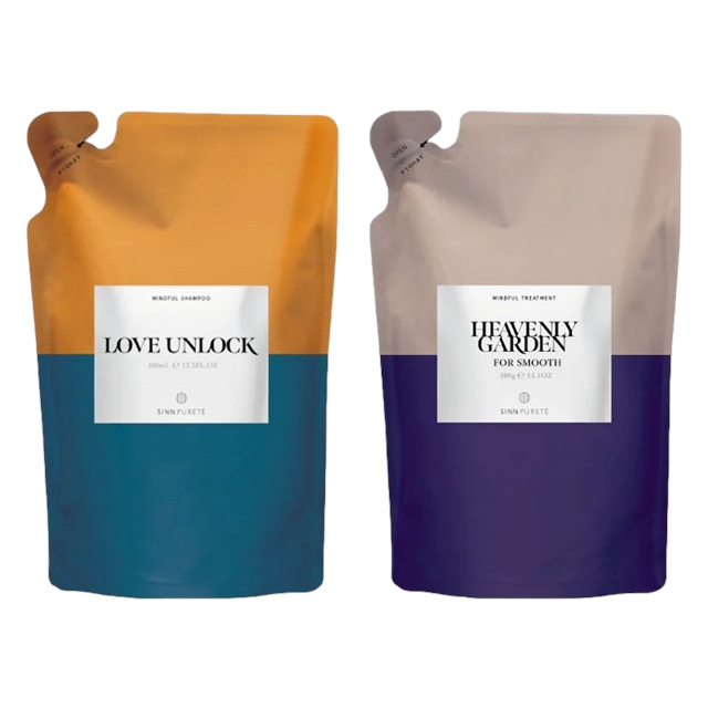 シン ピュルテ マインドフルシャンプー ＋ トリートメント スムース セットレフィル 400mlx2 LOVE UNLOCK+HEAVENLY GARDEN