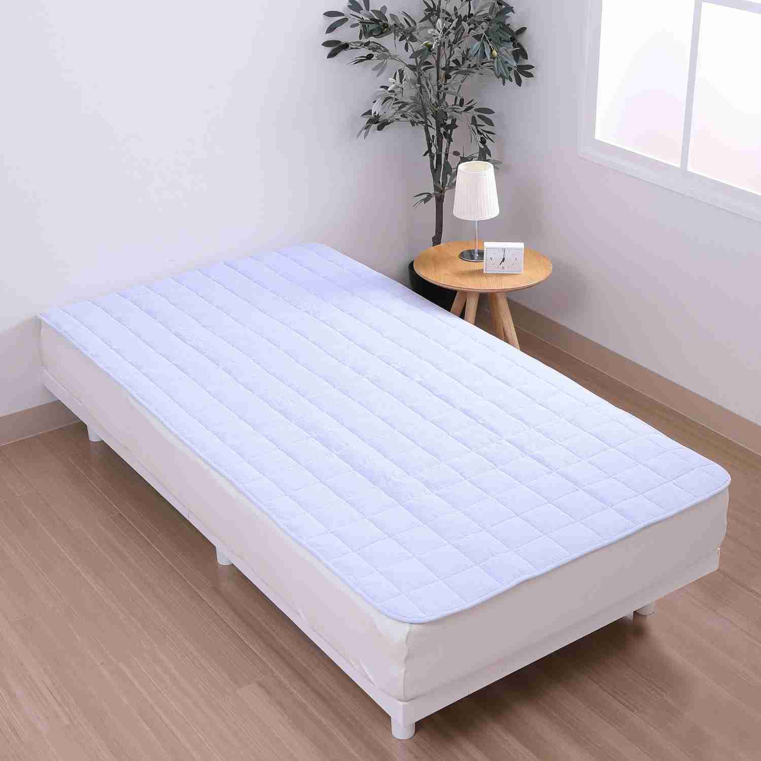 nishikawa 置くだけ 簡単 泉州パイル 敷きパッド シングル ブルー