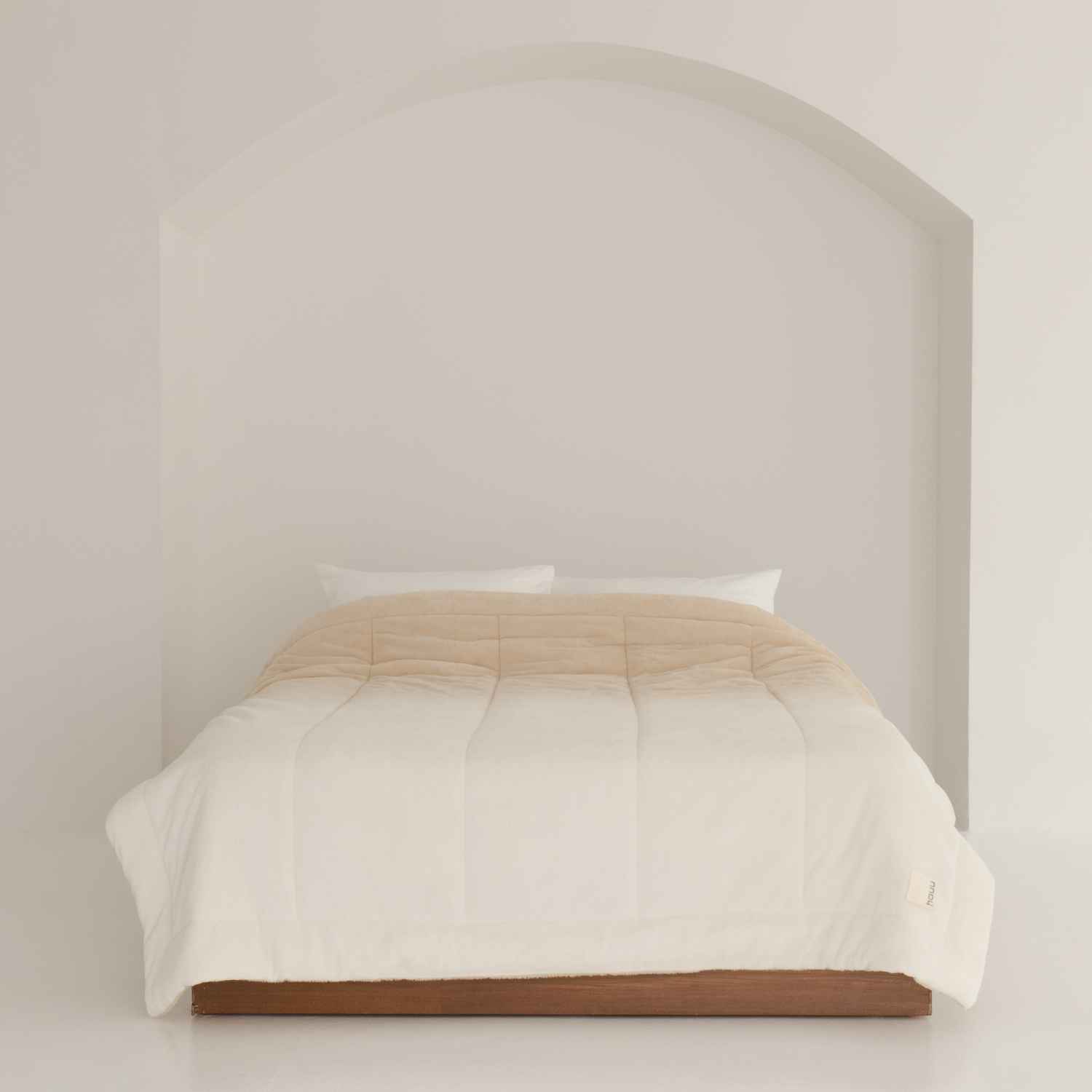 nishikawa【西川】hauu もちもちブランケット（リバーシブル・吸湿発熱タイプ） 2枚合わせ毛布 ベージュ