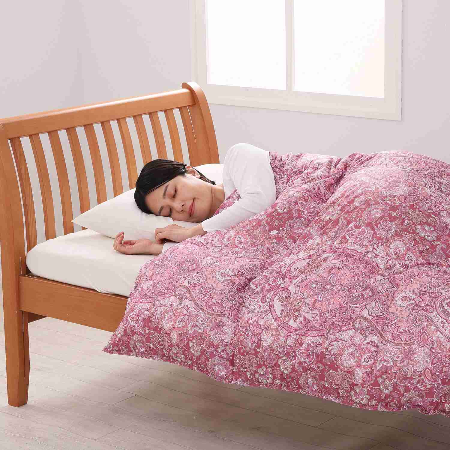 nishikawa 羽毛掛けふとん （ ホワイトダック 93% ） シングルサイズ 150×210cm ピンク