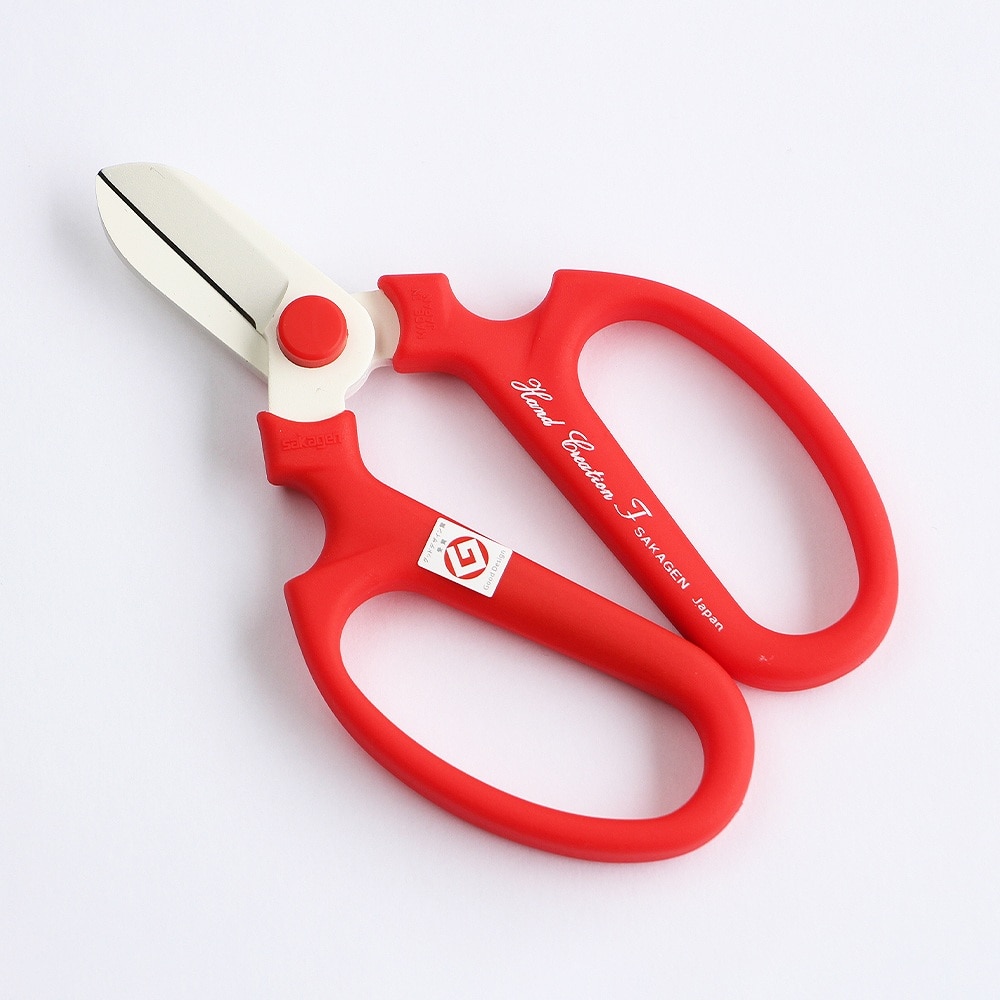 坂源 ハンドクリエーション F170 花鋏 左利き用 ハサミ レッド