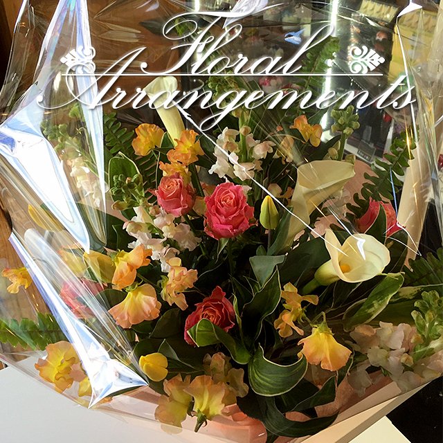 お花のアレンジメント Lサイズ ギフト フラワーアレンジメント レッド系