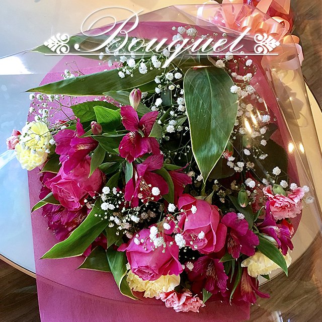 お花のブーケ 花束 1束 ギフト ピンク系