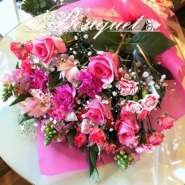 お花のブーケ 花束 Lサイズ ギフト レッド系