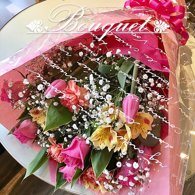 お花のブーケ 花束 1束 ギフト レッド系