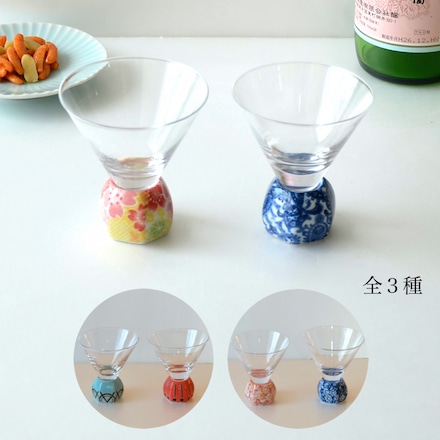 有田焼 酒グラス ペア 六角 ペイズリー＆桜友禅