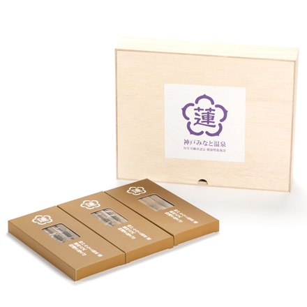 神戸みなと温泉 蓮オリジナル 播州古式特選 手延蕎麦 桐箱入 3個